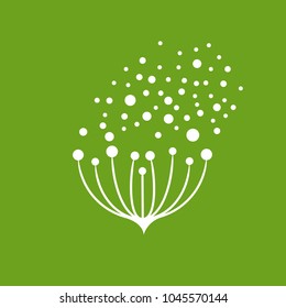 Vektorillustration Logo florierende Samen fliegen im Wind