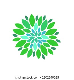 vector logo flower symbol. green dahlias