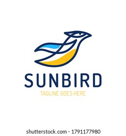 Vector logo of a flying bird in line style. Travel bird vector logotype