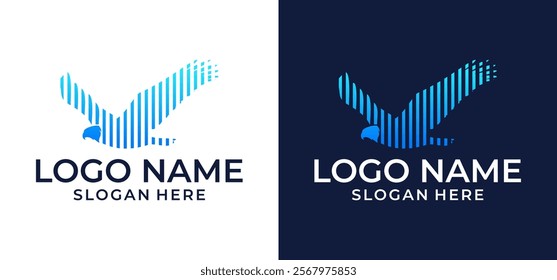 Vector logo Flying eagle Abstract Illustration Geometric Eagle Silhouette Flight Wings Business Sign.