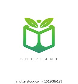 Vector logo of a food box with a leaf shape inside.