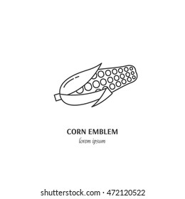 Vector logo food of a corn made in flat line style. Perfect modern label for a cafe, restaurant ,menu.