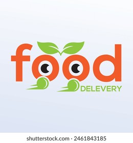 Vector Logo food Food logo with smile. Label for food company. Grocery store logo. Vector illustration with smiling mouth