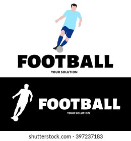 Vector logo football. Brand logo in the form of a football player with the ball.