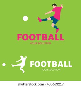 Vector logo football. Brand logo in the form of a football player with the ball.