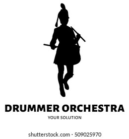 Vector logo in the form of Girl drummer of the band.