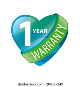 logotipo vetorial na forma de garantia de coração de 1 ano