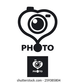 vector logo in the form of heart for the photographer