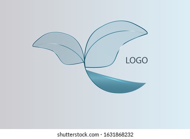 Vector logo in the form of an illustration of clear water and transparent leaves. For business, promotion, decoration.