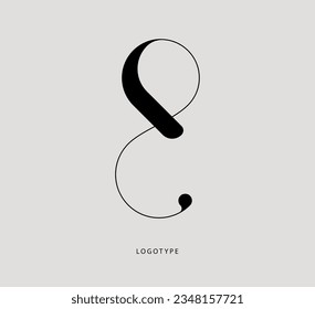 Logo vector en forma de letra "g", número "8" o signo de infinito. Elegante logo minimalista.