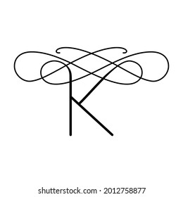 Vector logo in the form of the letter K. Elegant emblem with a unique letter K.