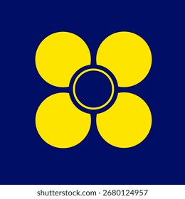 vector logo in the form of a yellow flower on a navy background
