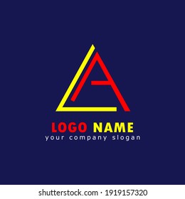 vector logo formed from letters L and A. composition in yellow and red color, with modern design. suitable for company logos, communities, restaurants, etc.