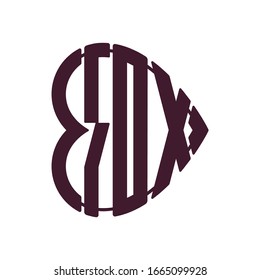 Logo del vector Fox en el corazón. Aislado sobre fondo blanco.