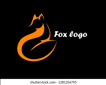 Vector logo fox. Fox sitting and looking away. Laconic symbol  for icons, Logos fox, badges and emblems.