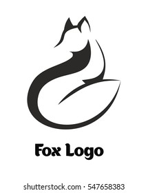 Vector logo fox. Fox sitting and looking away. Laconic symbol  for icons, Logos fox, badges and emblems.