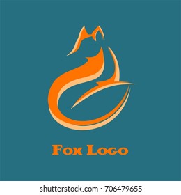 Vector logo fox. Fox sitting and looking away. Laconic symbol for icons, Logos fox, badges and emblems.