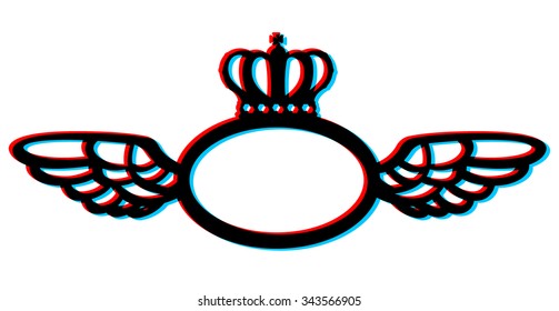 vector logo or frame template with crown and wings