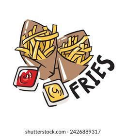 Vector logo of fries, American fast food