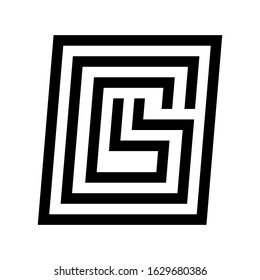 a vector logo from G and S letter,line art style,simple, square,black and white