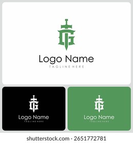 logotipo de vetor G espada. modelo de logotipo