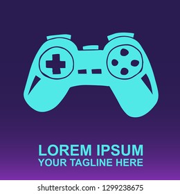 Vector Logo of Game Controller and Baking on Gradient Color Background Violet and Pink. Illustration for Print.