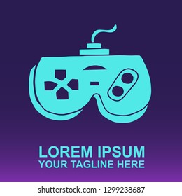 Vector Logo of Game Controller and Baking on Gradient Color Background Violet and Pink. Illustration for Print.