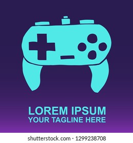 Vector Logo of Game Controller and Baking on Gradient Color Background Violet and Pink. Illustration for Print.