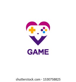 vector logo game with heart, template design, game icons, full color, stock vector