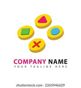 Vector logo gamepad button. Video game illustration game joystick design template.