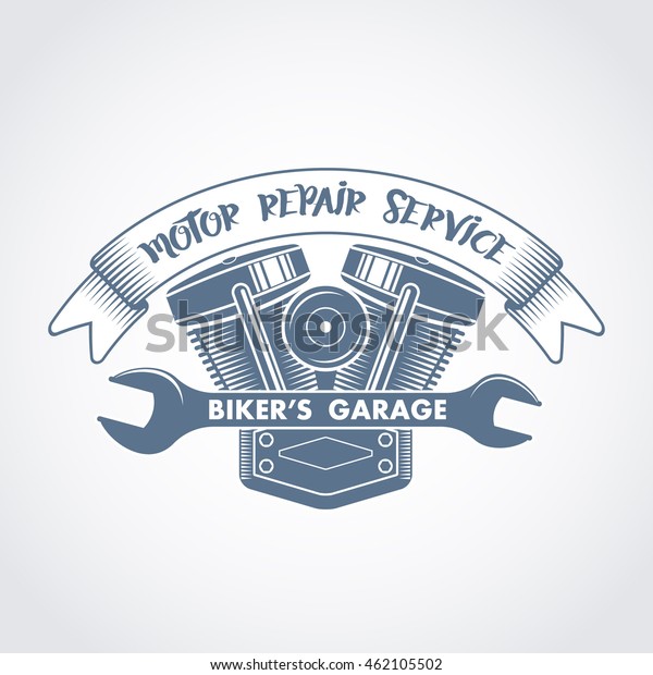 Stock vektor „Vector Logo Garage Motor Service Motorcycles“ (bez