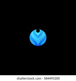 Vector logo of gas. Emblem blue flame isolated on white background