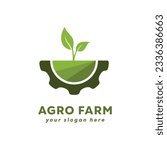 vector logo gear agro farm green. Suitable for logo company, product