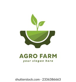 vector logo gear agro farm green. Suitable for logo company, product