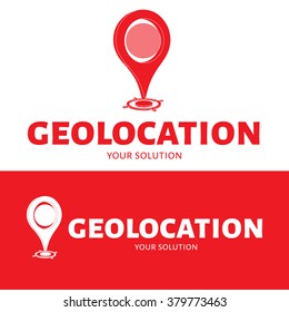 Vector logo geolocation. Red style