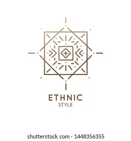 Vector logo of geometric elements template. Squire sacred symbol. Outline icon of abstract shapes - business emblem for design tattoo, packaging, zen, ecology, health concepts, yoga Center.