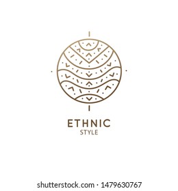 Vector logo of geometric elements template. Round sacred symbol. Outline icon of abstract shapes - business emblem for design tattoo, astrology, zen, ecology, health concepts, yoga Center.