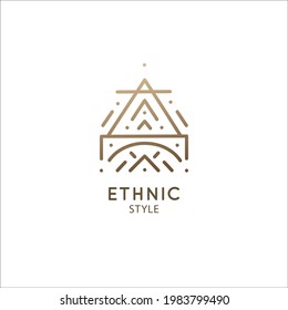 Vector logo of geometric elements template. Squire sacred symbol. Outline icon of abstract shapes