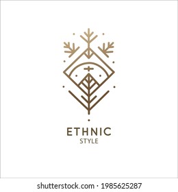 Vector logo of geometric elements template. Squire sacred symbol. Outline icon of abstract shapes