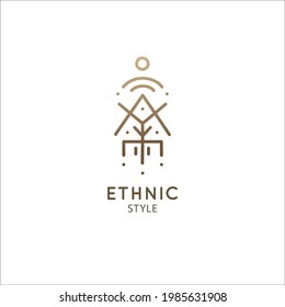 Vector logo of geometric elements template. Squire sacred symbol. Outline icon of abstract shapes