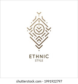 Vector logo of geometric elements template. Squire sacred symbol. Outline icon of abstract shapes