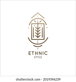 Vector logo of geometric elements template. Squire sacred symbol. Outline icon of abstract shapes