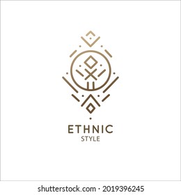 Vector logo of geometric elements template. Squire sacred symbol. Outline icon of abstract shapes