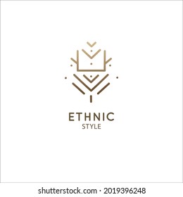 Vector logo of geometric elements template. Squire sacred symbol. Outline icon of abstract shapes