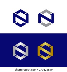 Vector logo with geometric letter N placed in polygon 