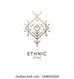 Vector logo of geometric template. Rhombic sacred symbol. Outline icon of abstract shapes - business emblem for design tattoo, packaging, zen, ecology, health concepts, yoga Center.