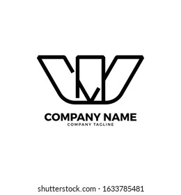 Vector logo geometry letter w company monoline style logo