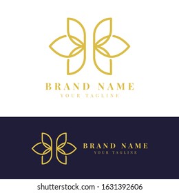 Vector logo geometry nature luxury monoline style logo