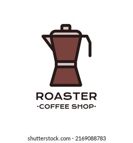 Vector logo of geyser coffee maker and text on white background