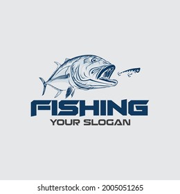 vector logo giant travelly fishing with lure